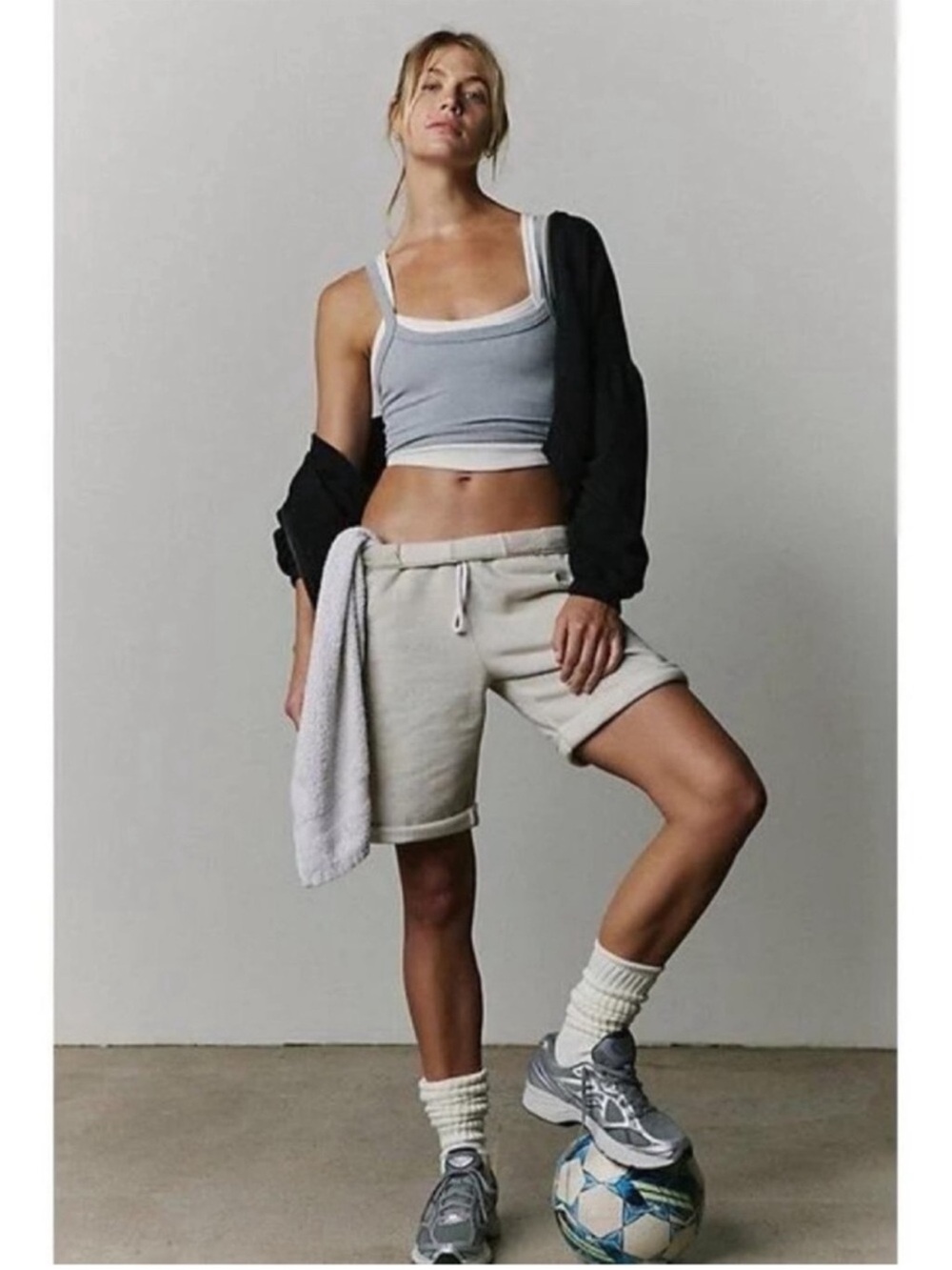 FREE PEOPLE FP Movement For The Win Long Short Lounge Elastic Sweats NWOT Gray S